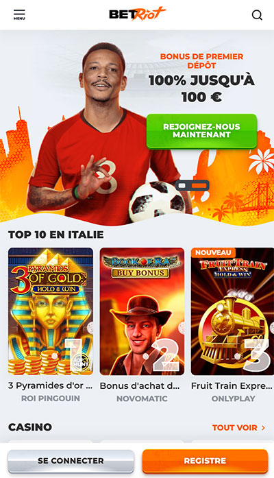 la version mobile de bet riot casino