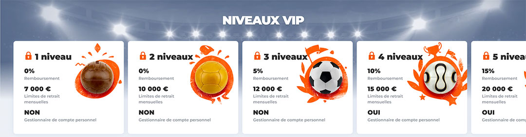 les niveaux vip 
